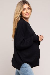 Black Maternity Long Sleeve Sweater sold by Pinkblush
