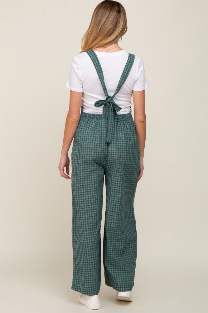 Forest Green Plaid Tie Back Maternity Overall sold by Pinkblush product image thumbnail 3