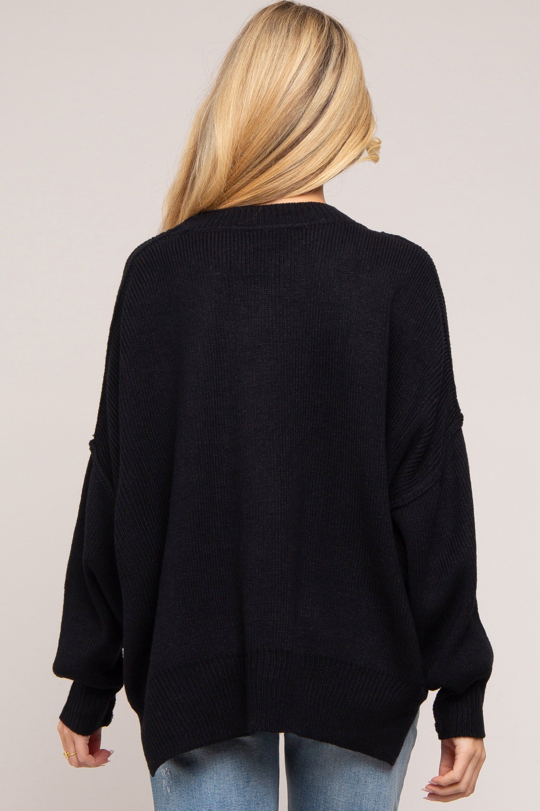 Black Maternity Long Sleeve Sweater sold by Pinkblush product image thumbnail 3