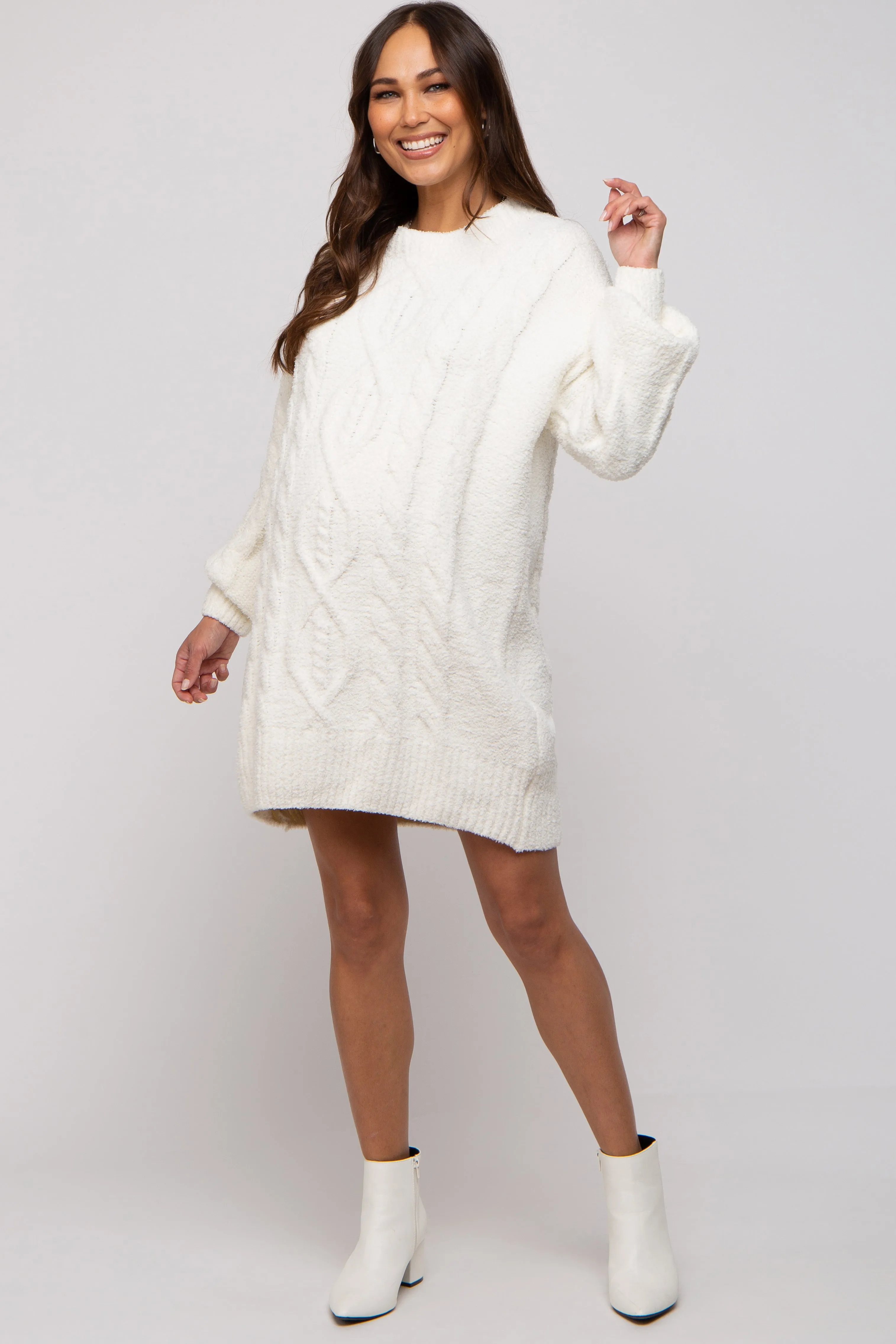 Ivory Soft Knit Maternity Sweater Dress sold by Pinkblush product image thumbnail 4
