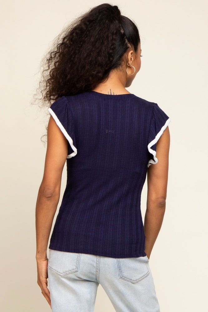 Navy Cap Sleeve Knit Top sold by Pinkblush product image thumbnail 3