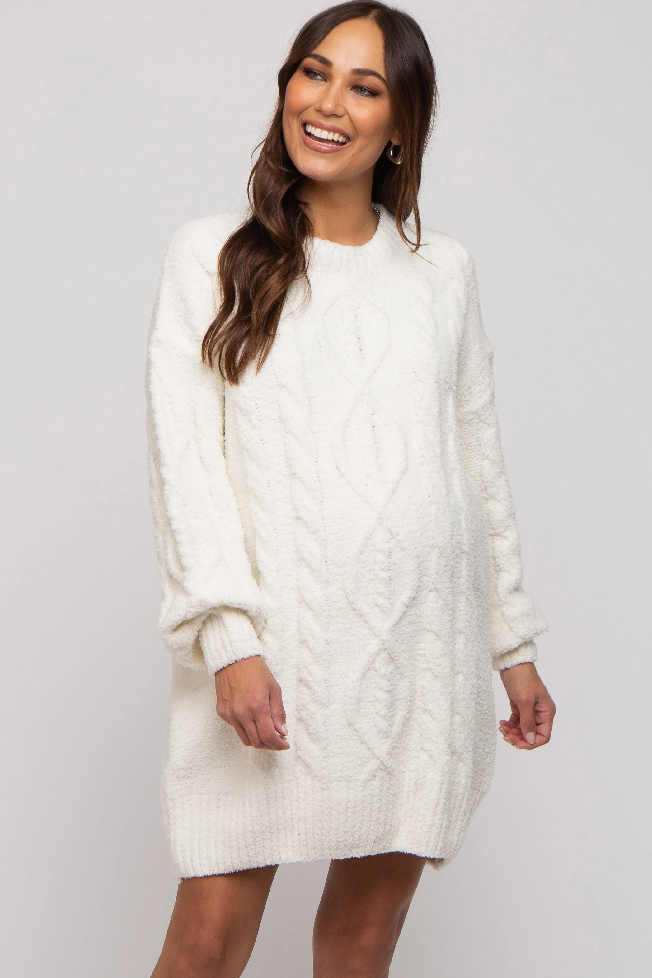 Ivory Soft Knit Maternity Sweater Dress sold by Pinkblush