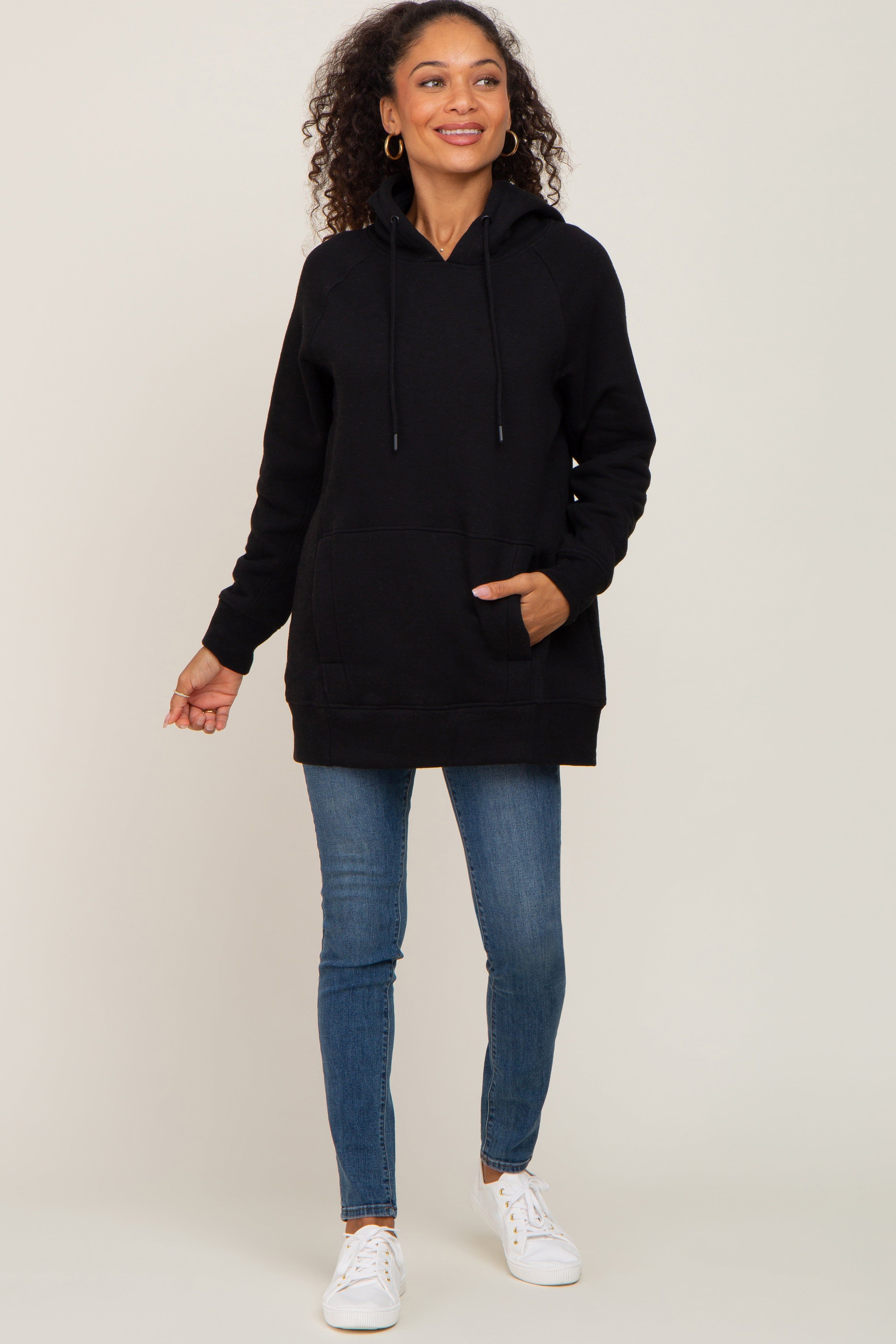 Black Fleece Front Pocket Hoodie sold by Pinkblush product image thumbnail 4