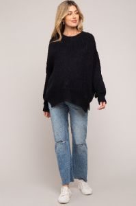 Black Maternity Long Sleeve Sweater sold by Pinkblush