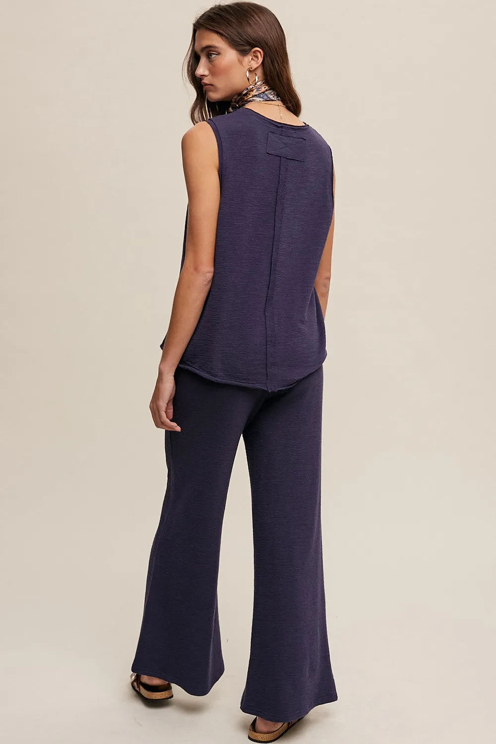 Navy Blue Slub Knit Pants Set sold by Pinkblush product image thumbnail 3