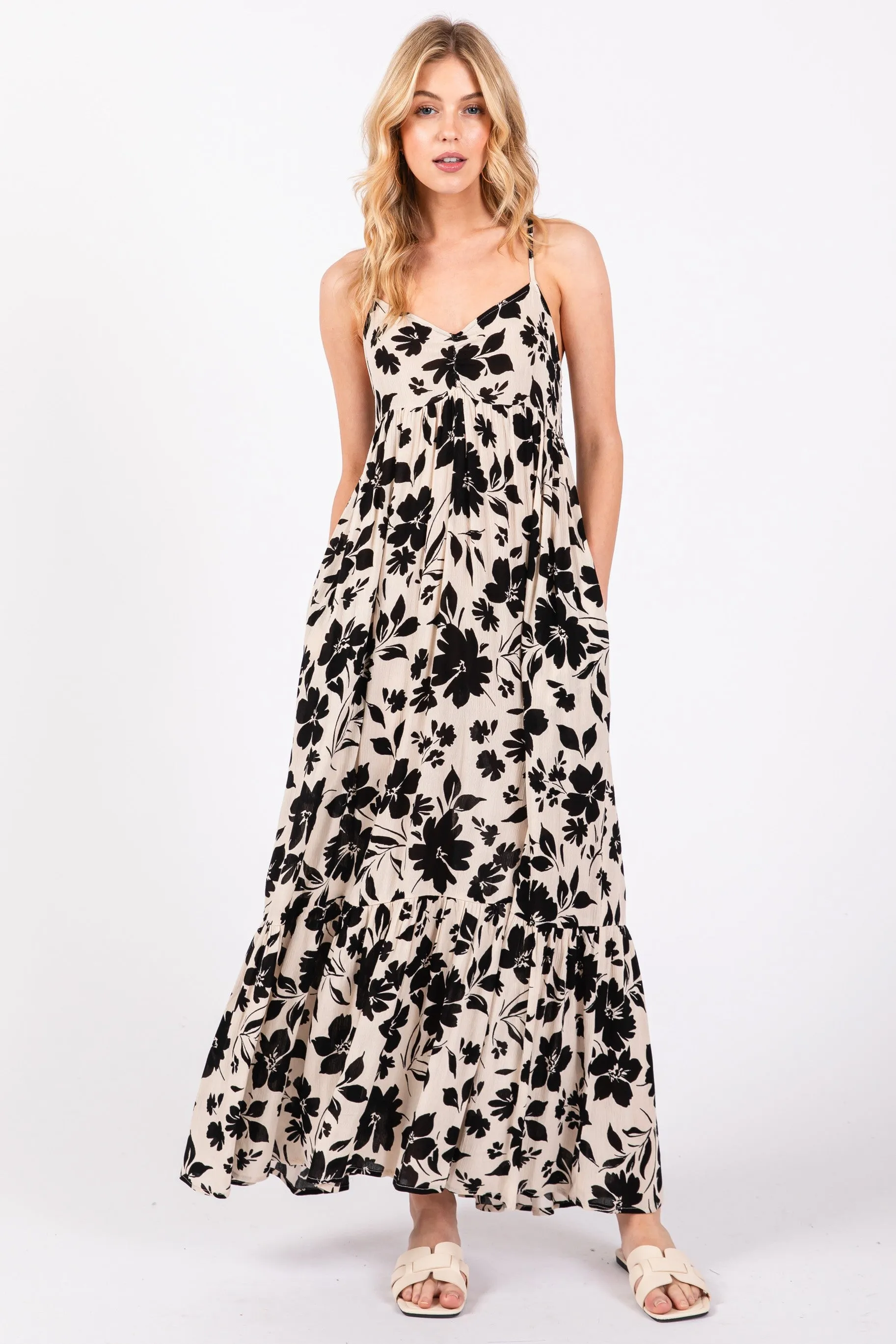 Black Floral Maxi Dress sold by Pinkblush