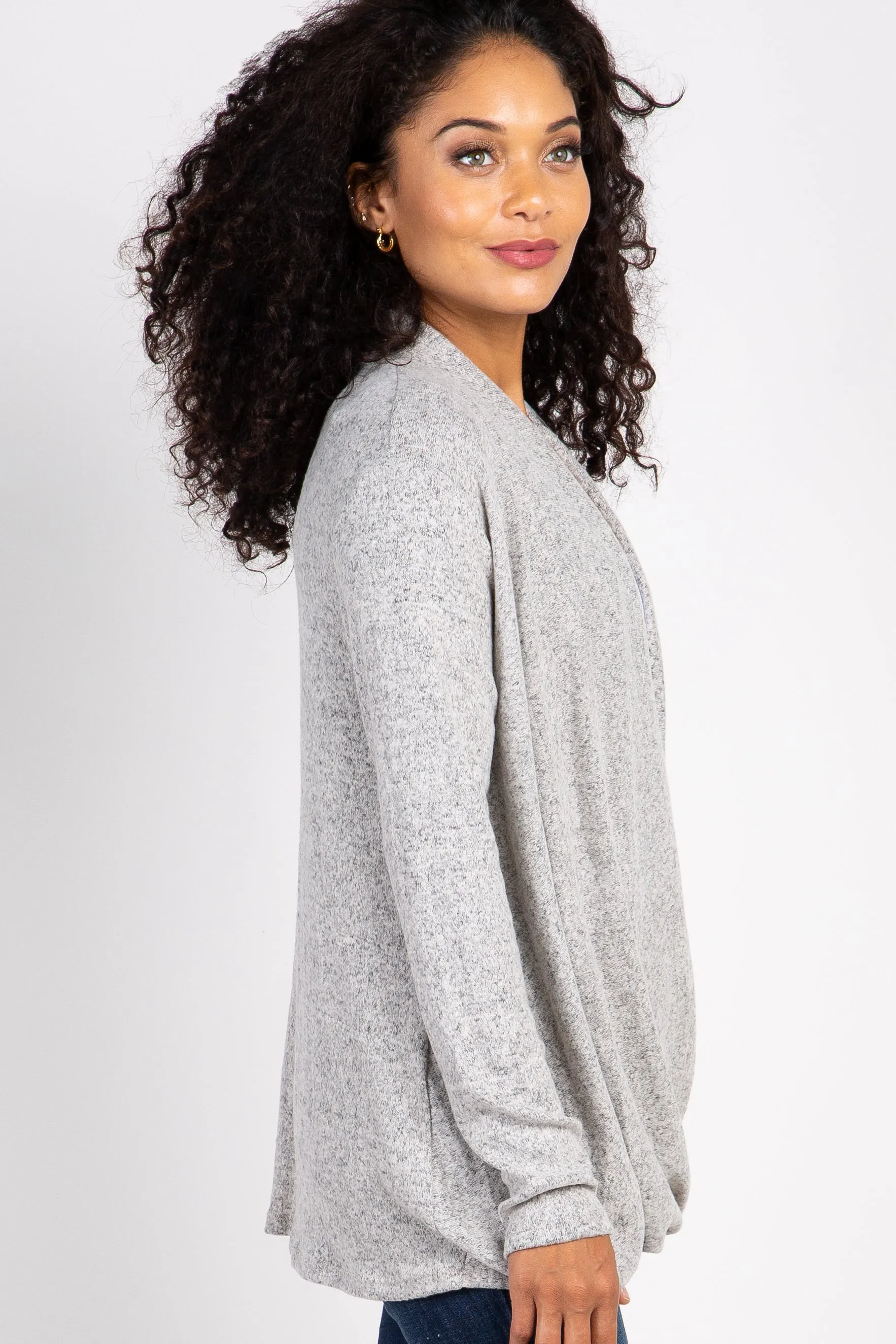 PinkBlush Beige Knit Draped Wrap V-Neck Nursing Top sold by Pinkblush product image thumbnail 2