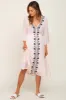 Light Pink Floral Embroidered 3/4 Sleeve Maternity Midi Dress sold by Pinkblush