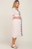 Light Pink Floral Embroidered 3/4 Sleeve Maternity Midi Dress sold by Pinkblush