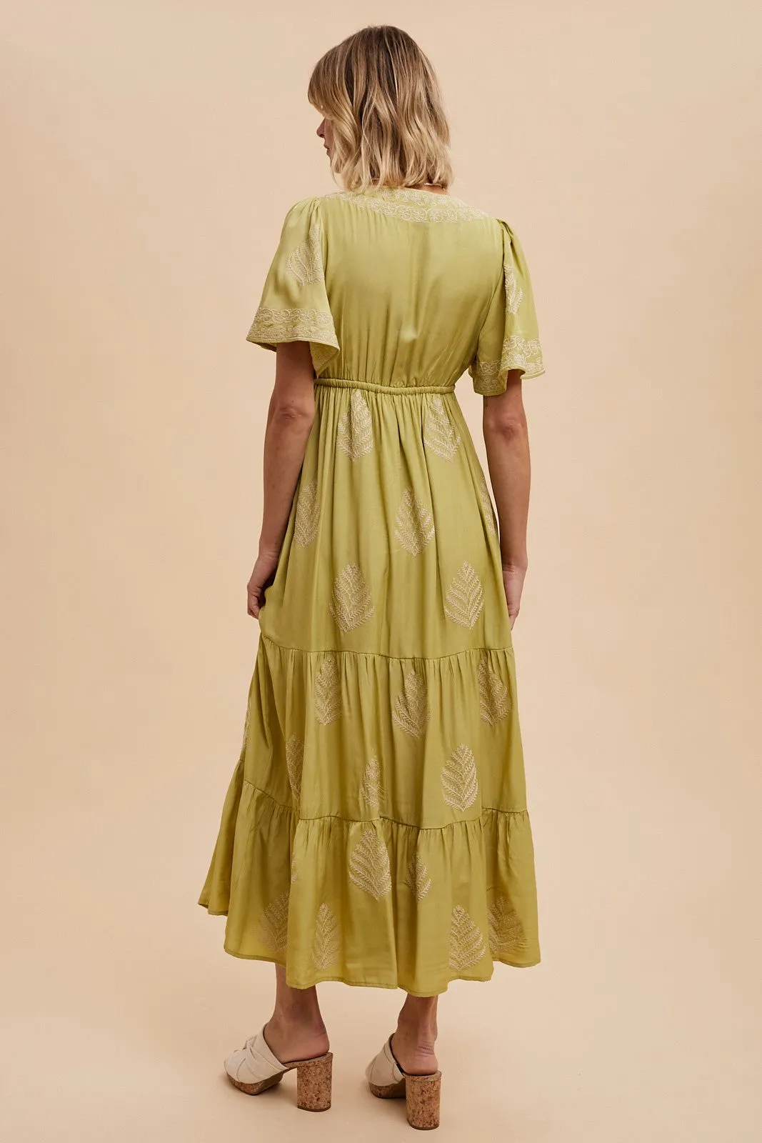 Light Olive Embroidered Maxi Dress sold by Pinkblush product image thumbnail 4