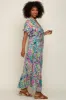 Blue Multi-Color Floral Ruffle Maxi Dress sold by Pinkblush