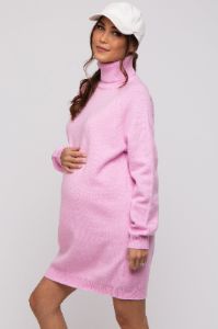 Pink Knit Long Sleeve Turtleneck Maternity Sweater Dress sold by Pinkblush