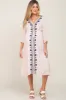 Light Pink Floral Embroidered 3/4 Sleeve Maternity Midi Dress sold by Pinkblush