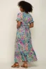 Blue Multi-Color Floral Ruffle Maxi Dress sold by Pinkblush