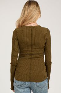 Olive Ribbed Maternity Long Sleeve Top sold by Pinkblush
