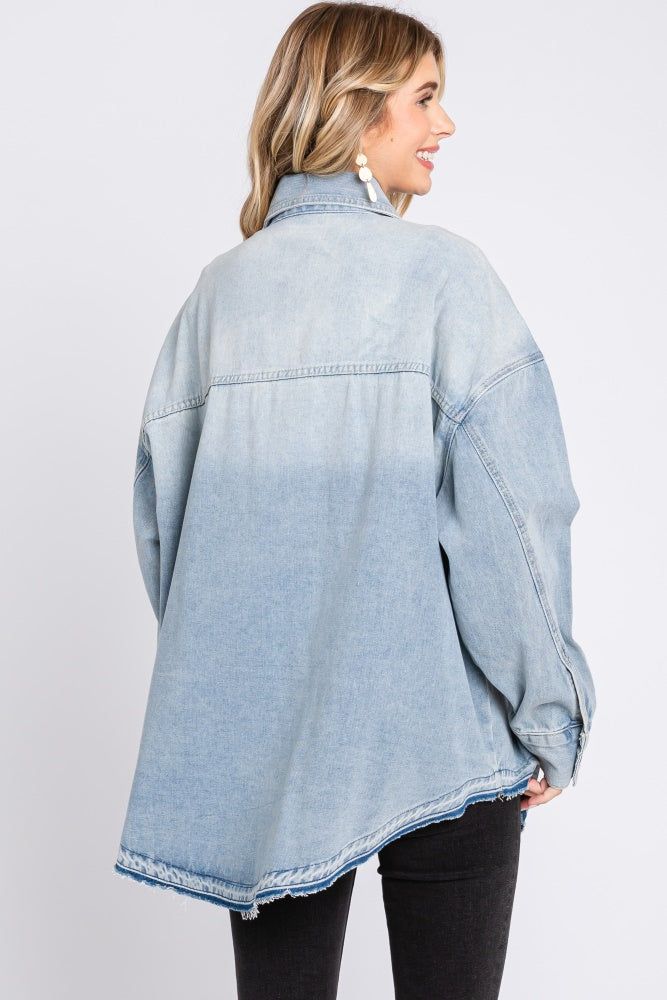 Blue Round Raw Edge Hem Denim Jacket sold by Pinkblush product image thumbnail 3