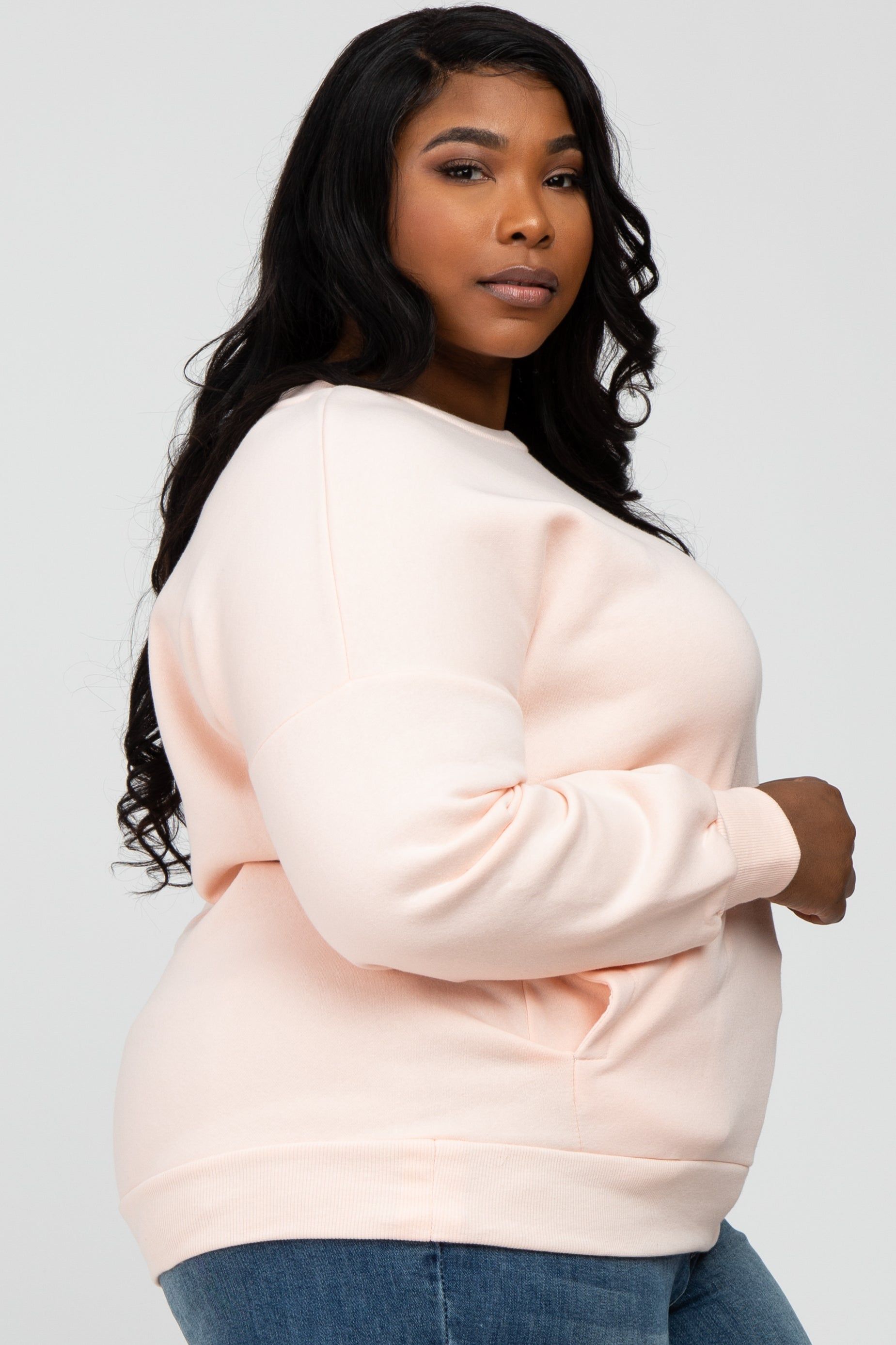 Light Pink Pocketed Plus Sweatshirt sold by Pinkblush product image thumbnail 3