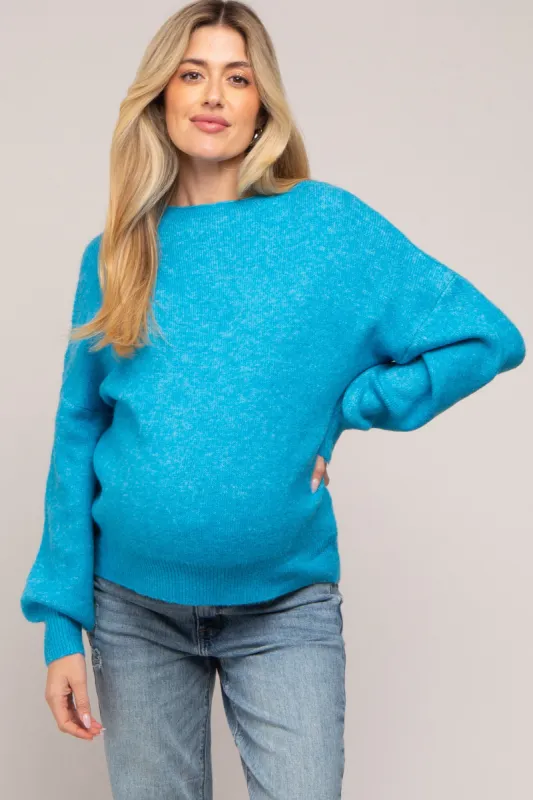 Blue Bubble Sleeve Maternity Sweater sold by Pinkblush