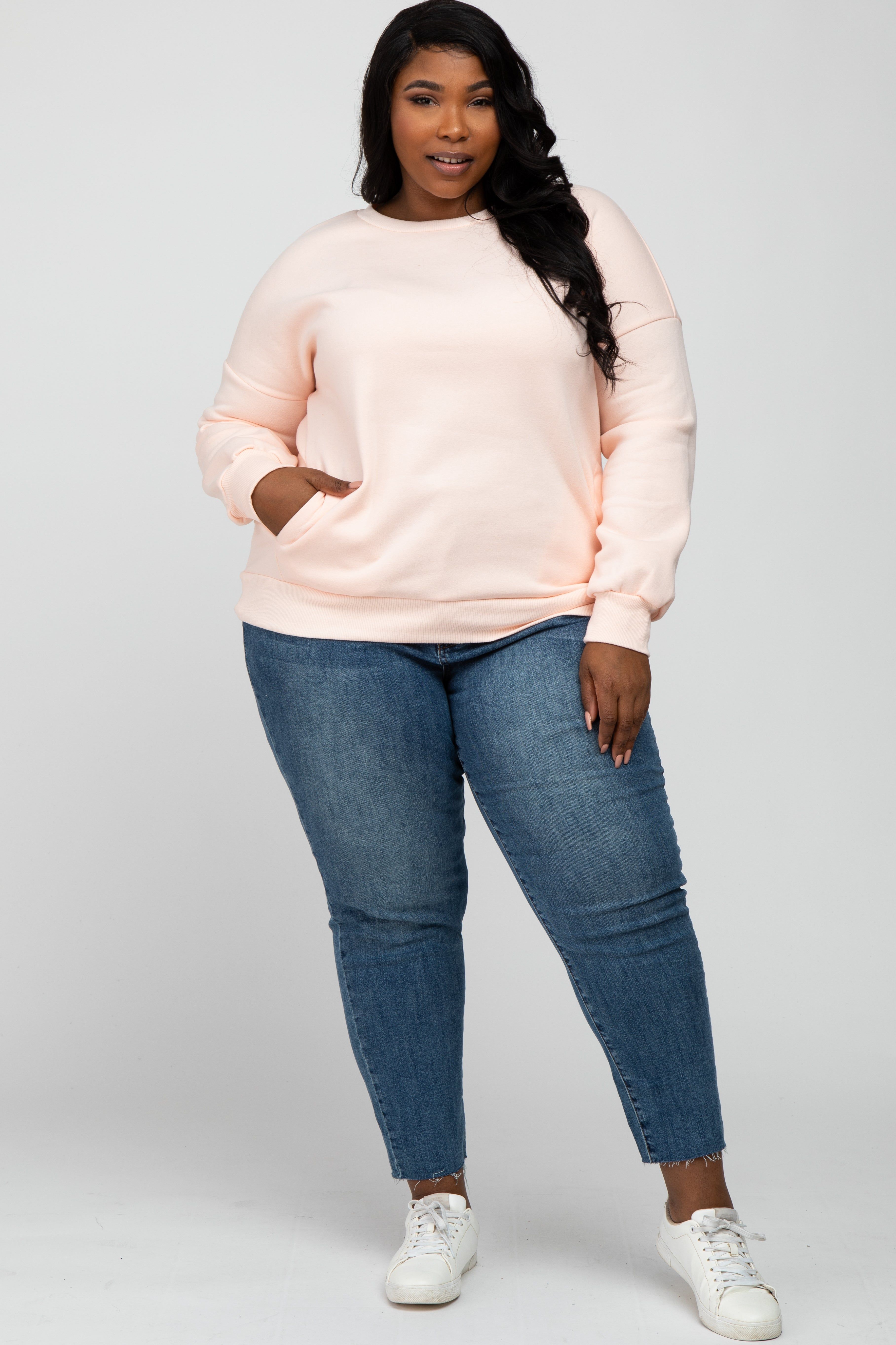 Light Pink Pocketed Plus Sweatshirt sold by Pinkblush product image thumbnail 2