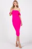 Fuchsia Off Shoulder Sleeveless Ruched Mesh Maternity Midi Dress sold by Pinkblush