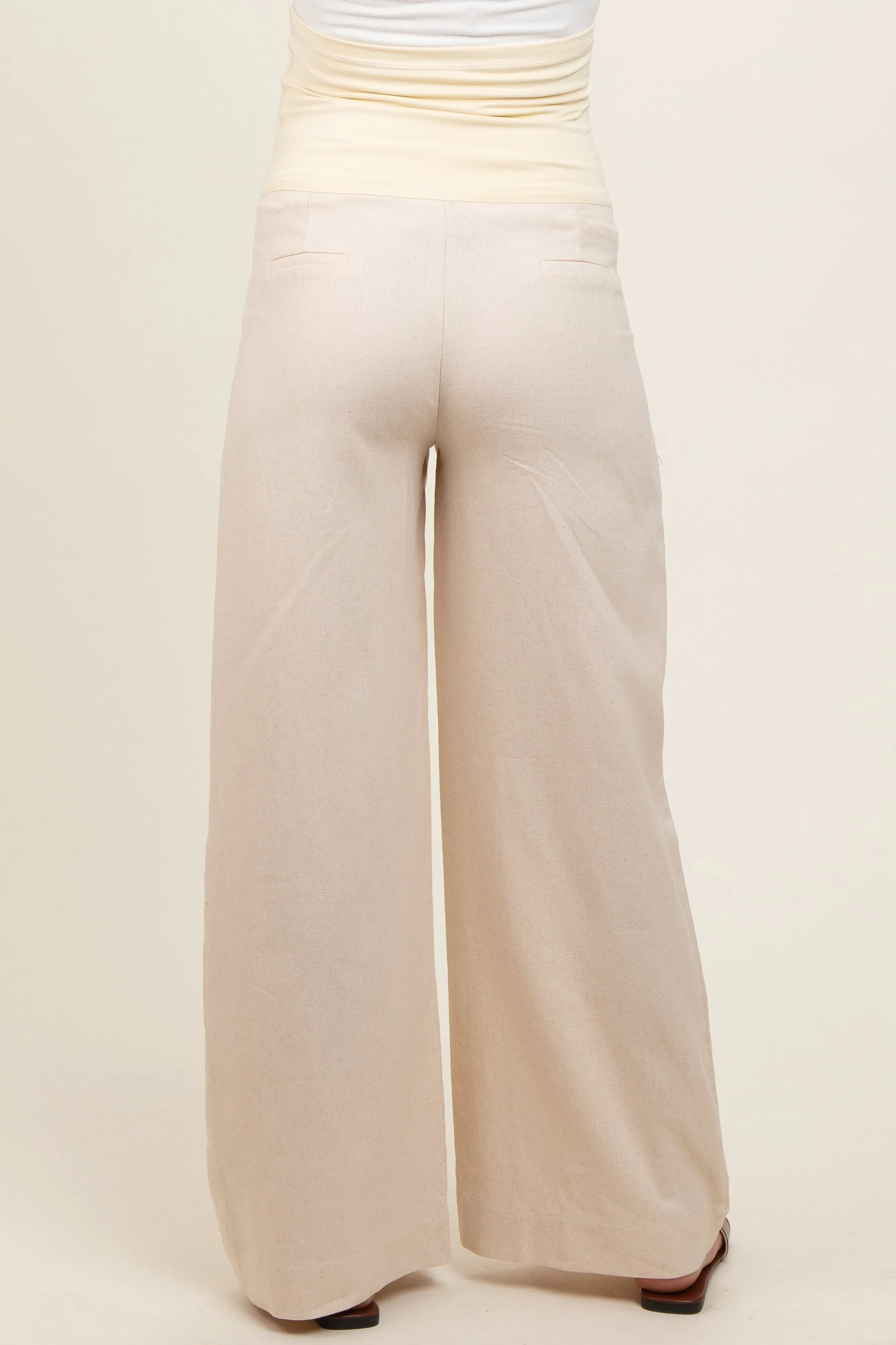 Cream Pleated Wide Leg Maternity Pants sold by Pinkblush product image thumbnail 5