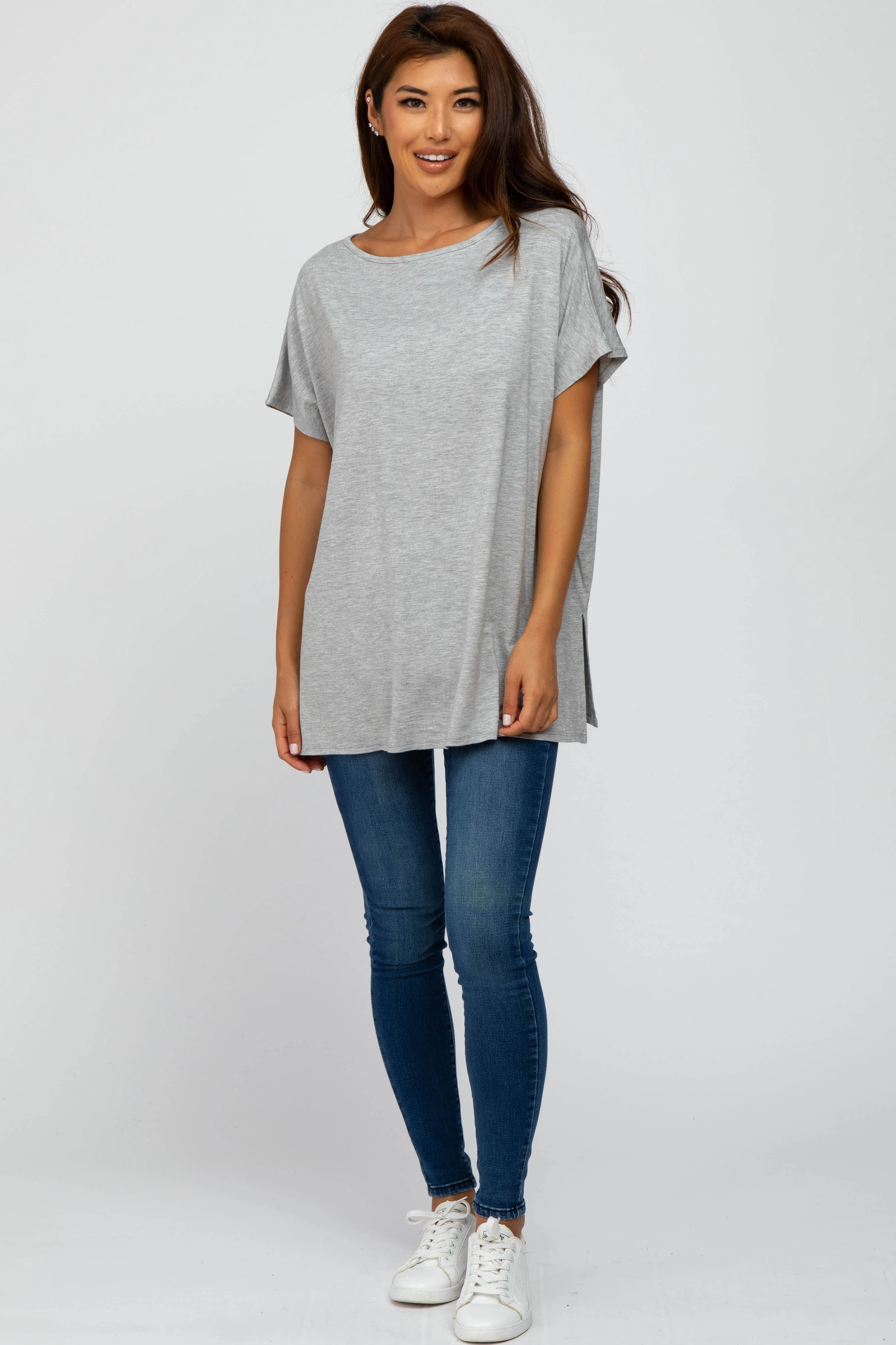 Heather Grey Short Sleeve Boatneck Top sold by Pinkblush product image thumbnail 4