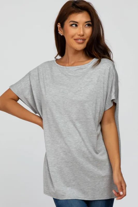 Heather Grey Short Sleeve Boatneck Top sold by Pinkblush