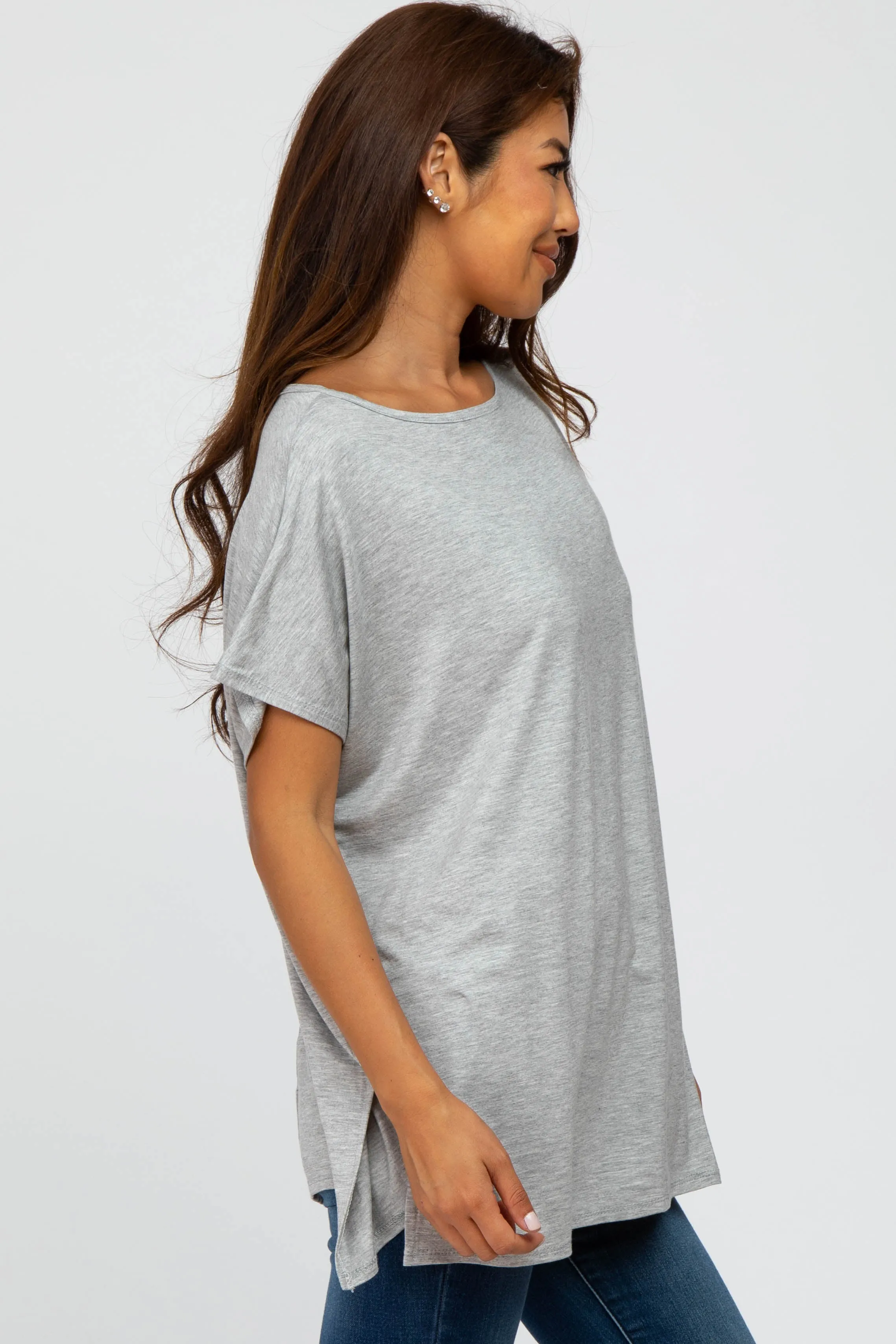 Heather Grey Short Sleeve Boatneck Top sold by Pinkblush product image thumbnail 2