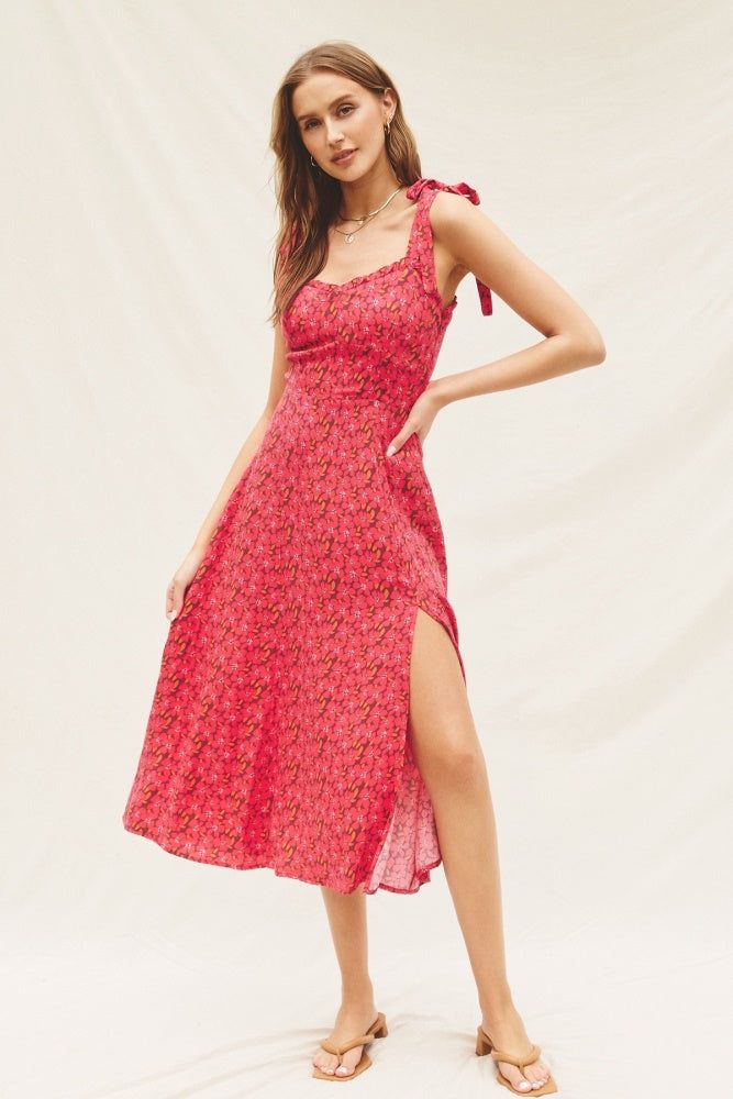 Pink Sweetheart Tie Shoulder Dress sold by Pinkblush