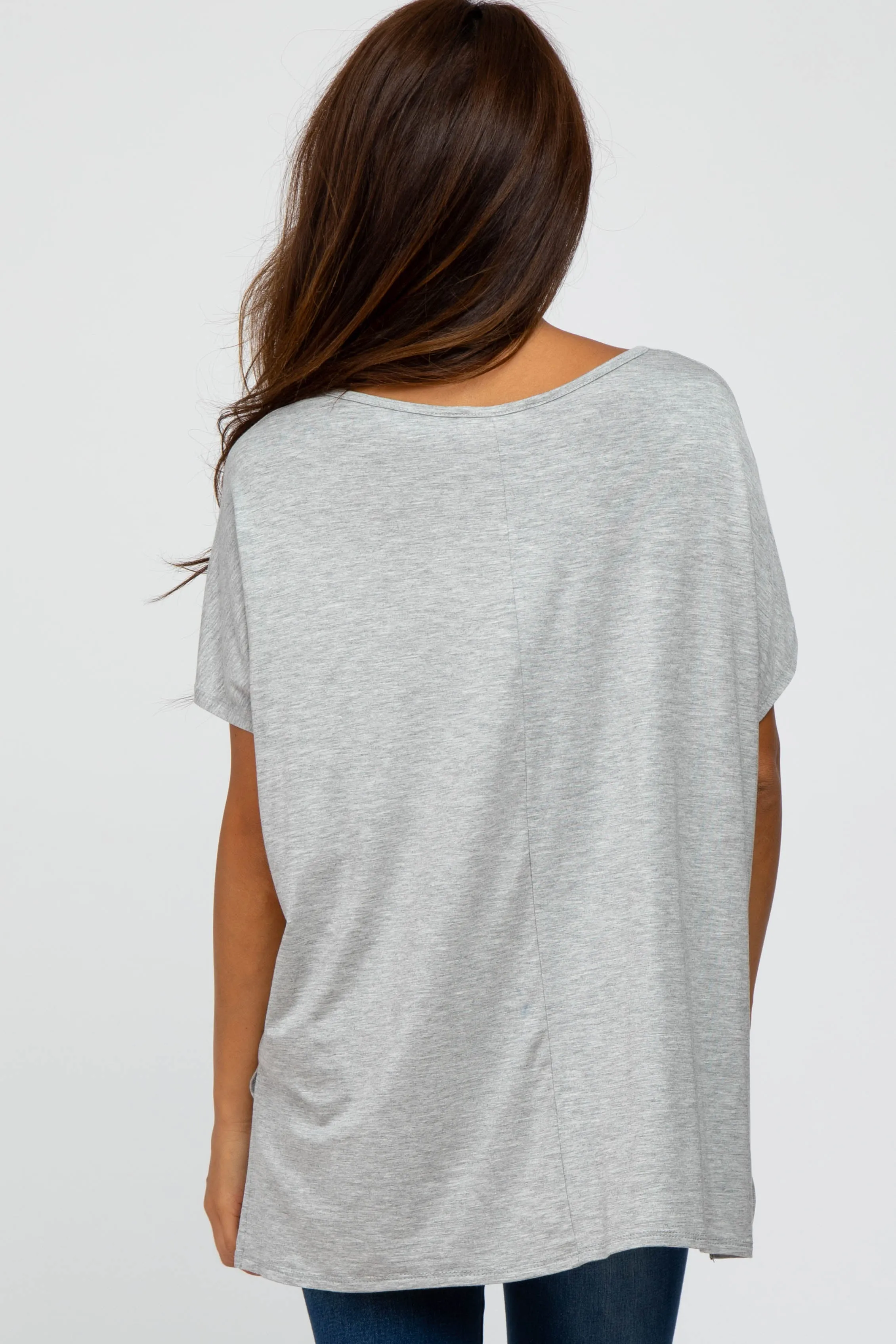 Heather Grey Short Sleeve Boatneck Top sold by Pinkblush product image thumbnail 3
