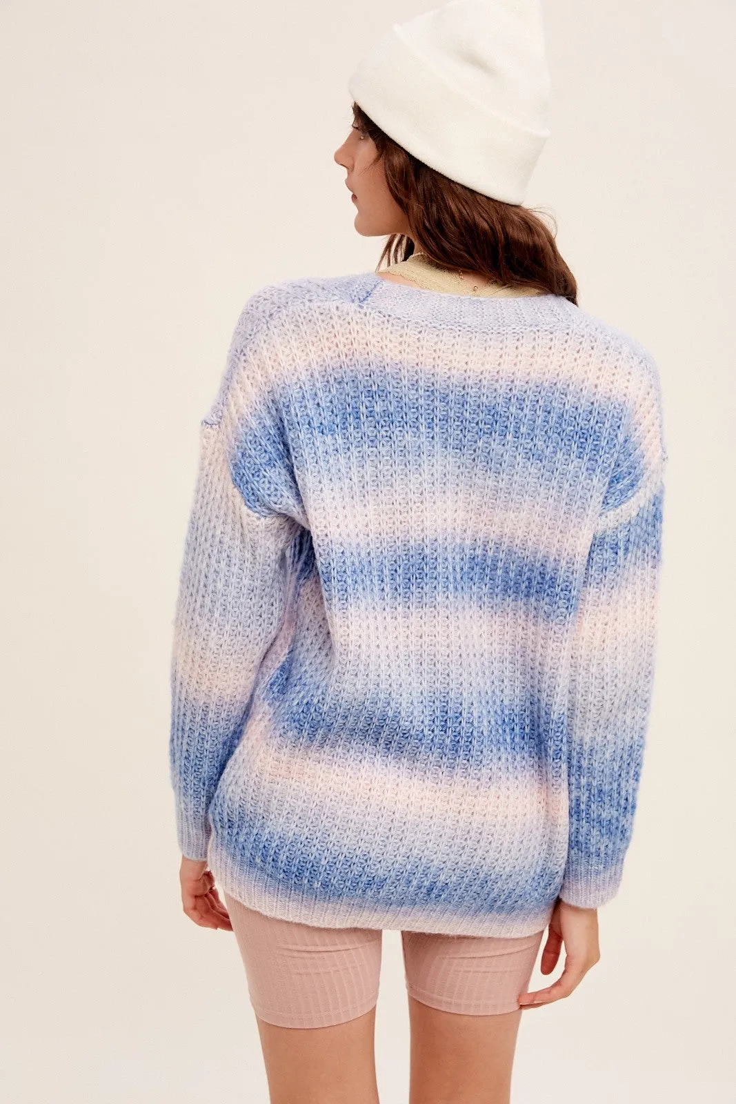 Navy Multi Gradation Button Down Knit Cardigan Sweater sold by Pinkblush product image thumbnail 3