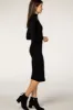 Black Ribbed Fitted Mock Neck Long Sleeve Midi Dress sold by Pinkblush