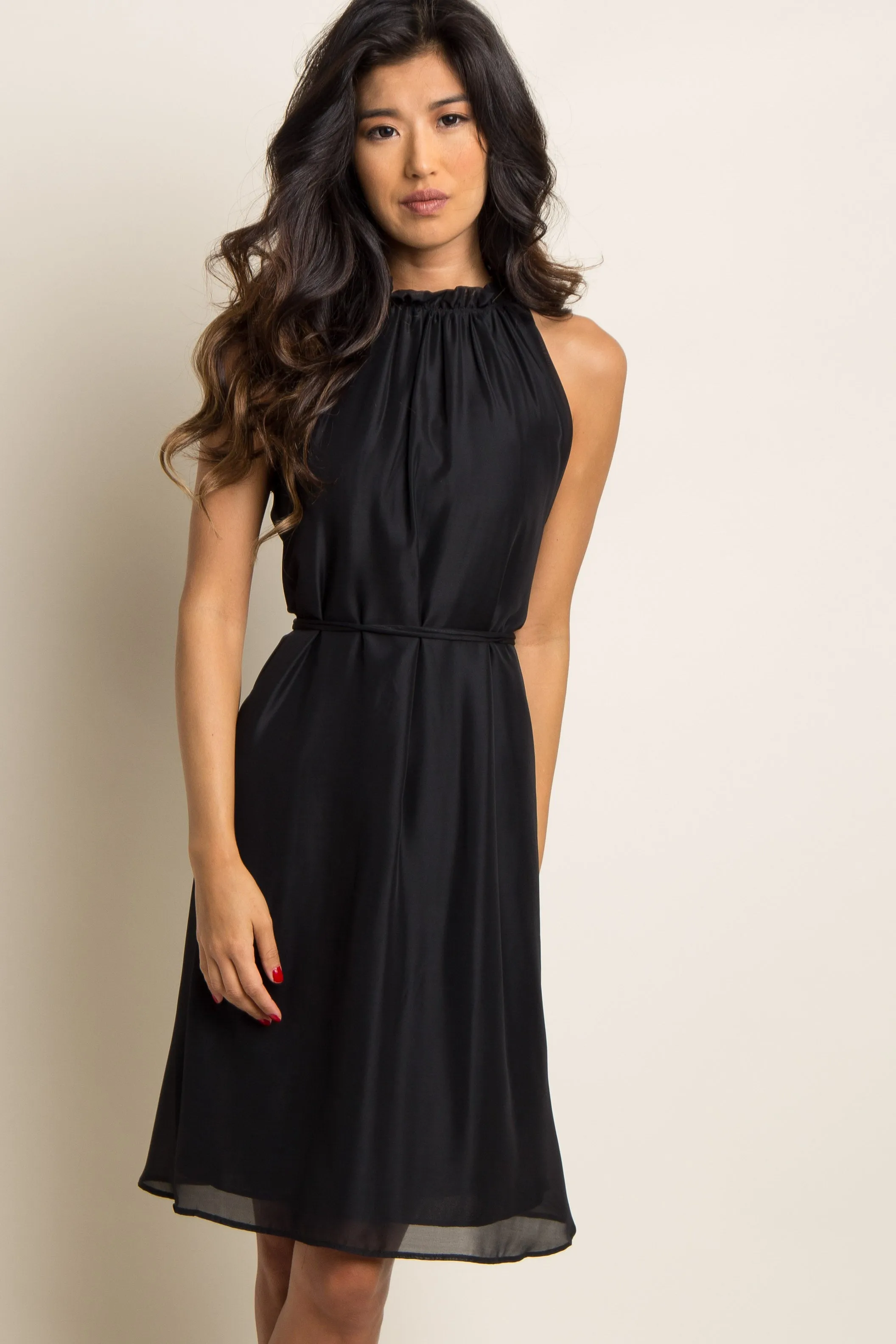 PinkBlush Black Chiffon High Neck Dress sold by Pinkblush product image thumbnail 2