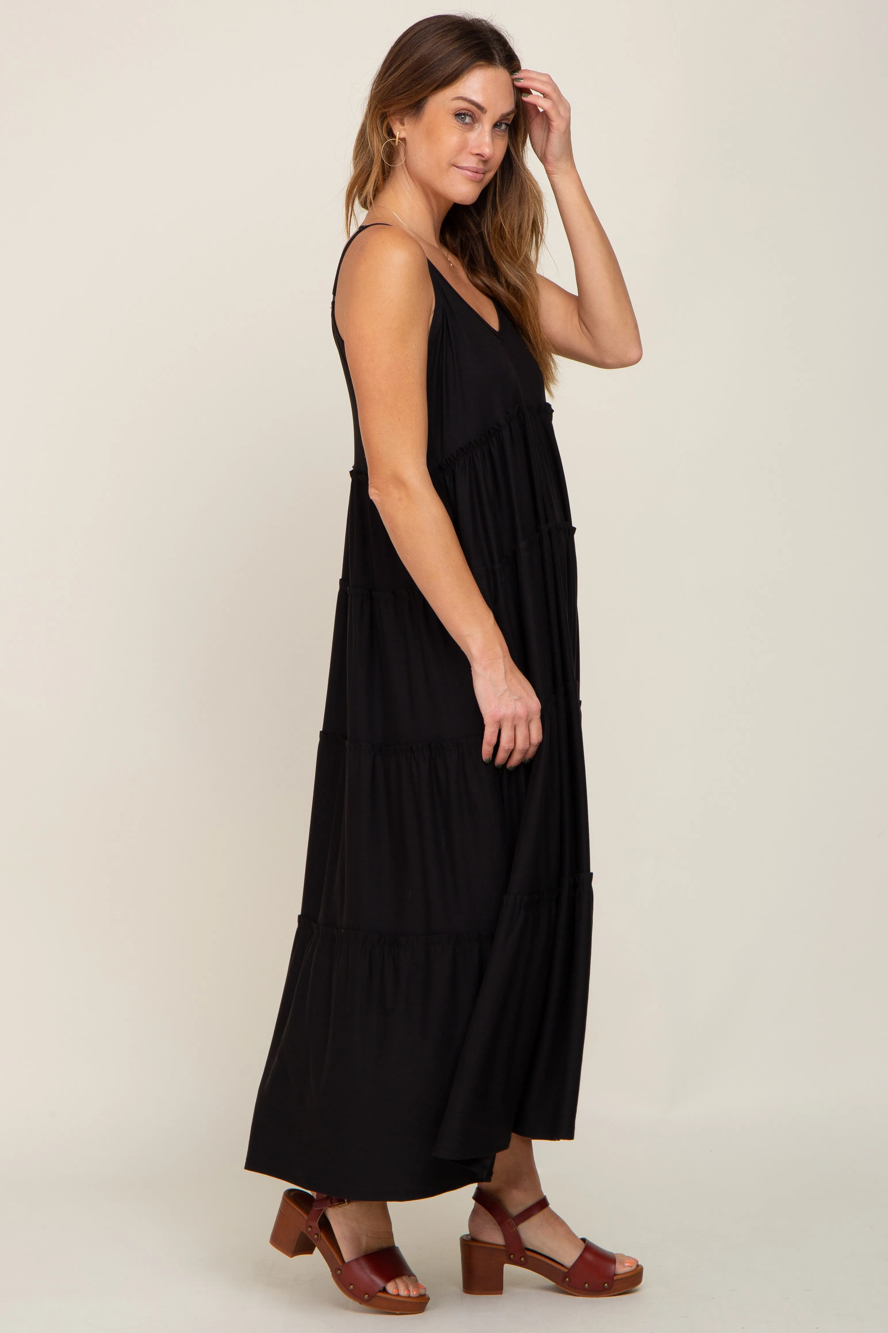 Black Tiered Sleeveless Maxi Dress sold by Pinkblush product image thumbnail 2