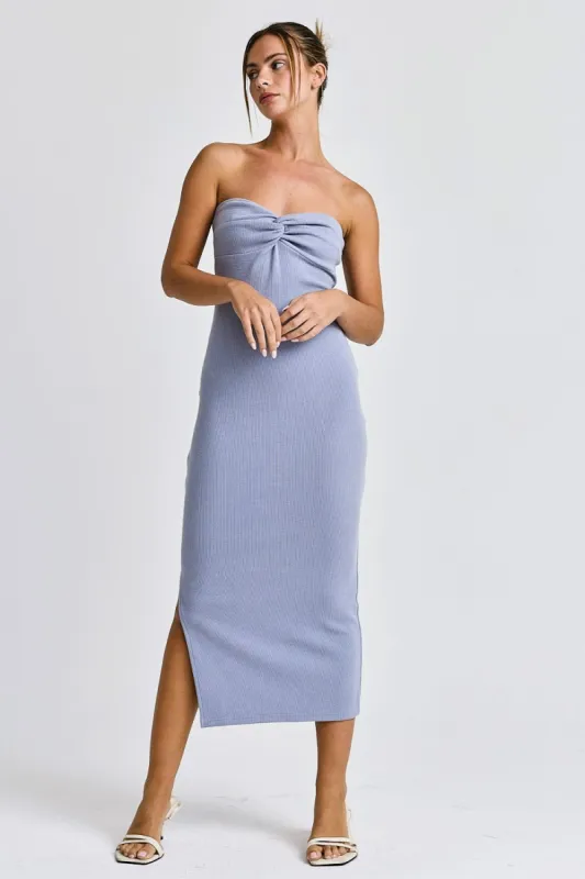 Light Blue Strapless Twist Dress sold by Pinkblush