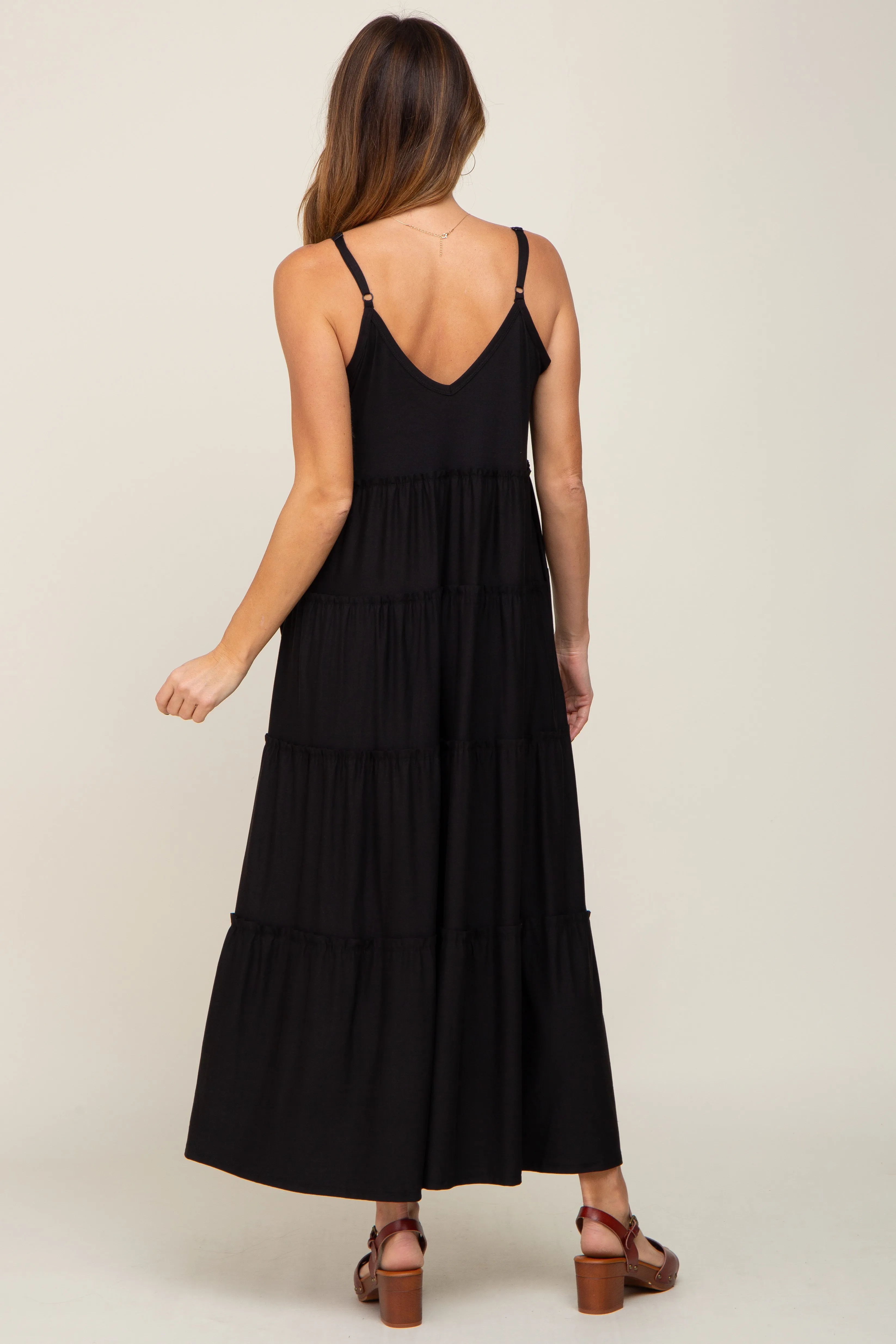 Black Tiered Sleeveless Maxi Dress sold by Pinkblush product image thumbnail 3