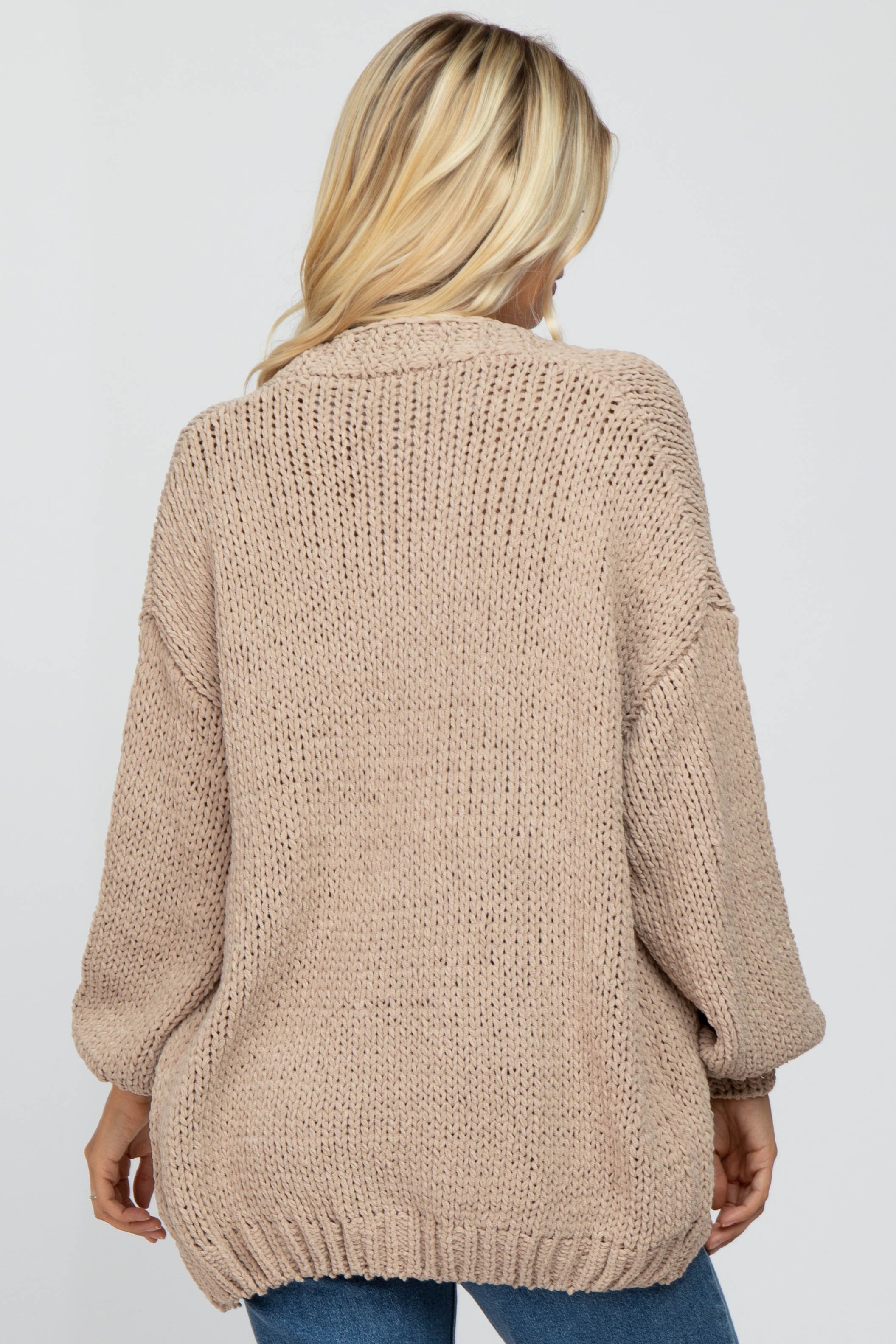 Taupe Oversized Bubble Sleeve Cardigan sold by Pinkblush product image thumbnail 3
