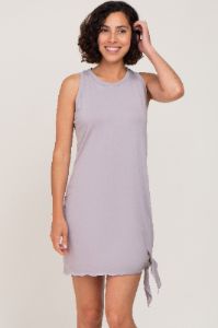 Grey Sleeveless Knotted Hem Maternity Dress sold by Pinkblush