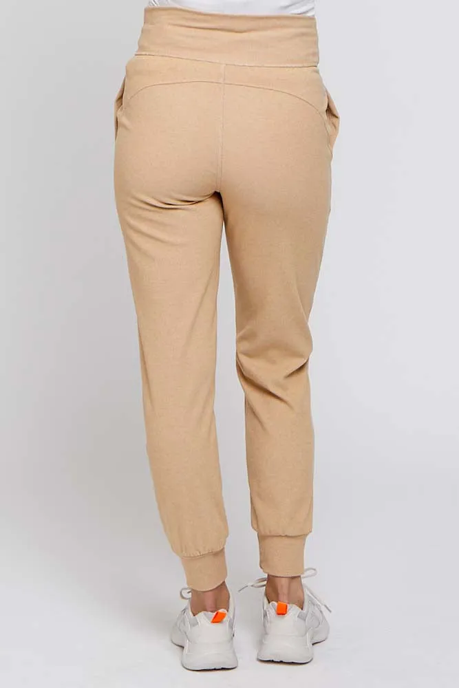 Camel Soft Knit Maternity Joggers sold by Pinkblush product image thumbnail 4