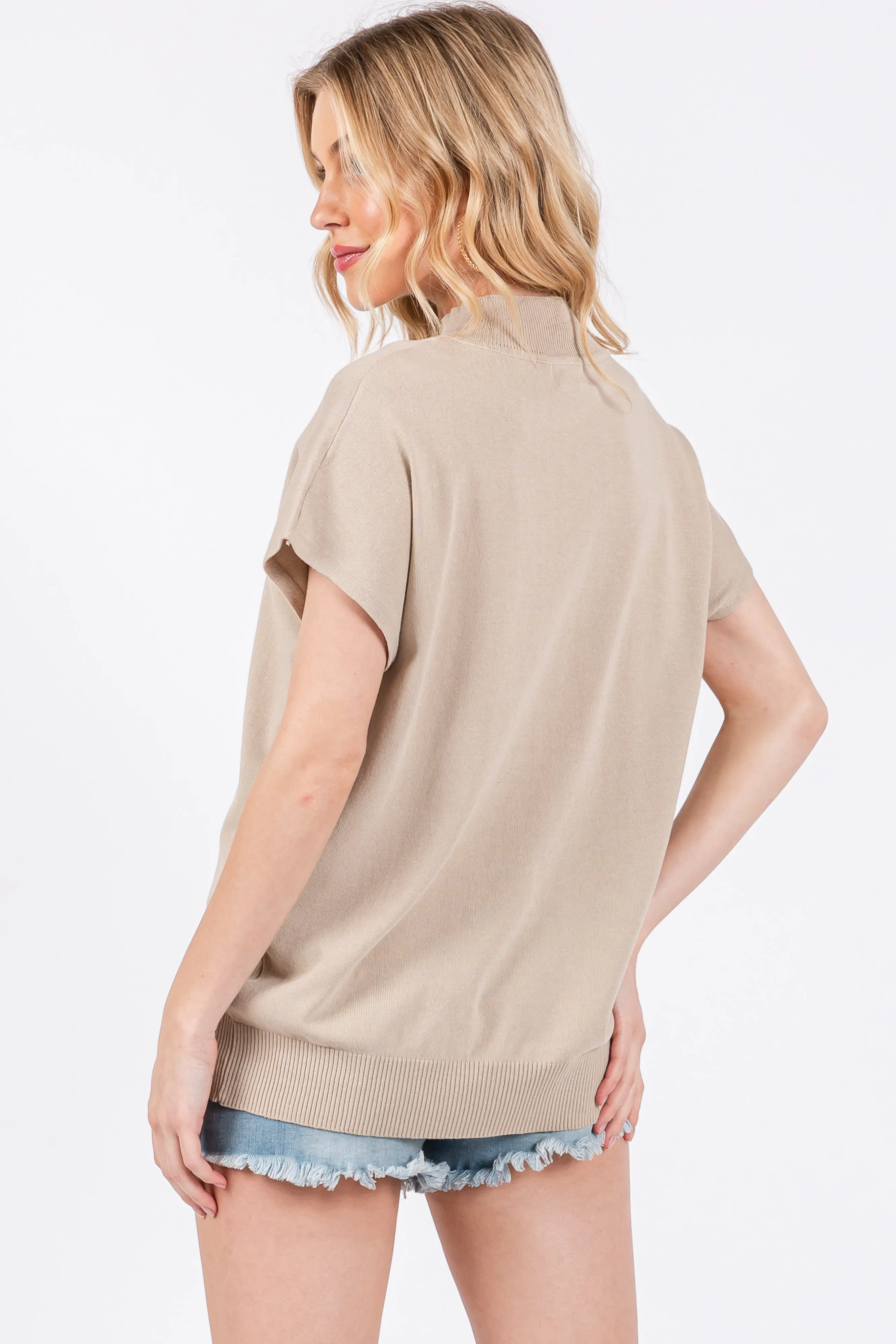 Beige Mock Neck Knit Top sold by Pinkblush product image thumbnail 3