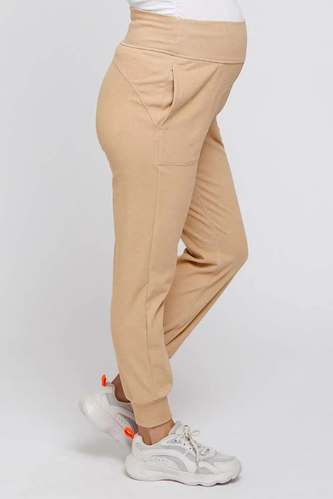 Camel Soft Knit Maternity Joggers sold by Pinkblush product image thumbnail 3