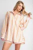 Peach Yarn Dye Stripe Button Down Top sold by Pinkblush