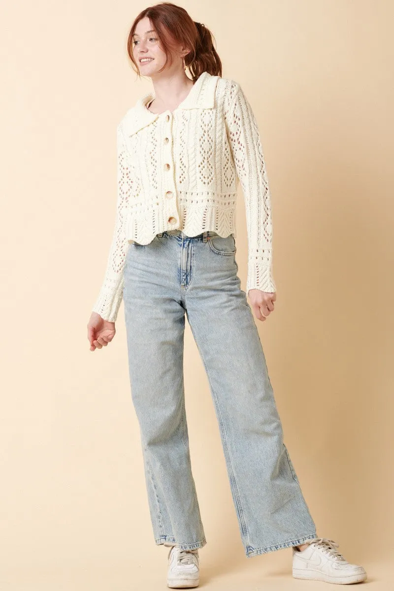 Ivory Crochet Detail Cardigan sold by Pinkblush product image thumbnail 5