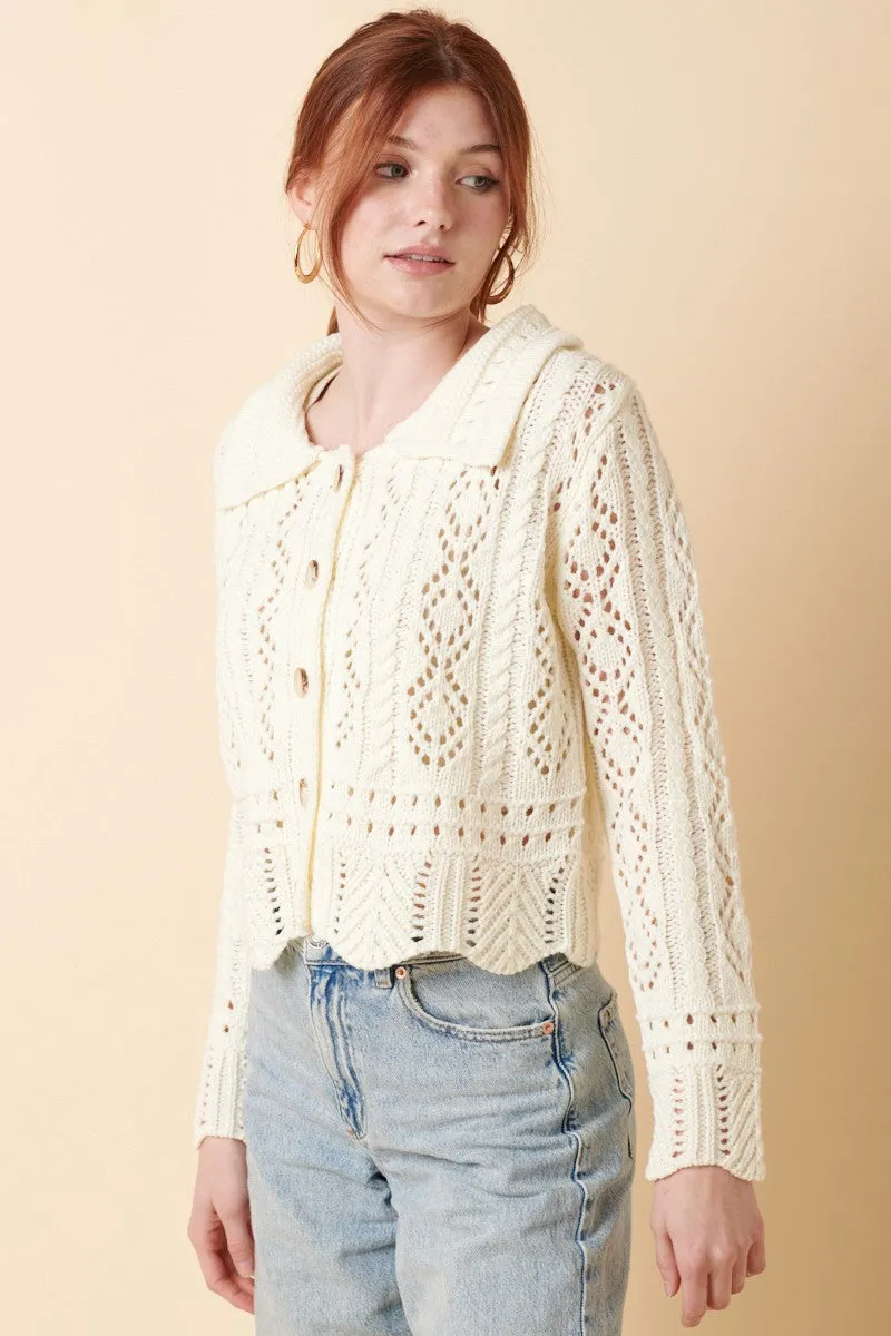 Ivory Crochet Detail Cardigan sold by Pinkblush product image thumbnail 3