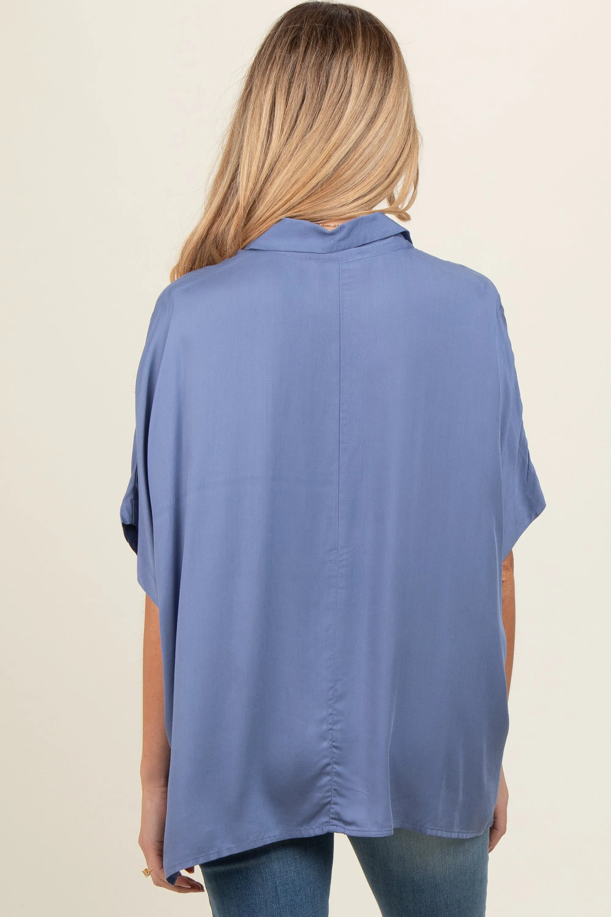 Blue Dolman Sleeve Button Down Maternity Blouse sold by Pinkblush product image thumbnail 4