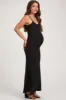 Black Sleeveless Ribbed Maternity Maxi Dress sold by Pinkblush