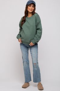 Mint Long Sleeve V-Neck Maternity Top sold by Pinkblush