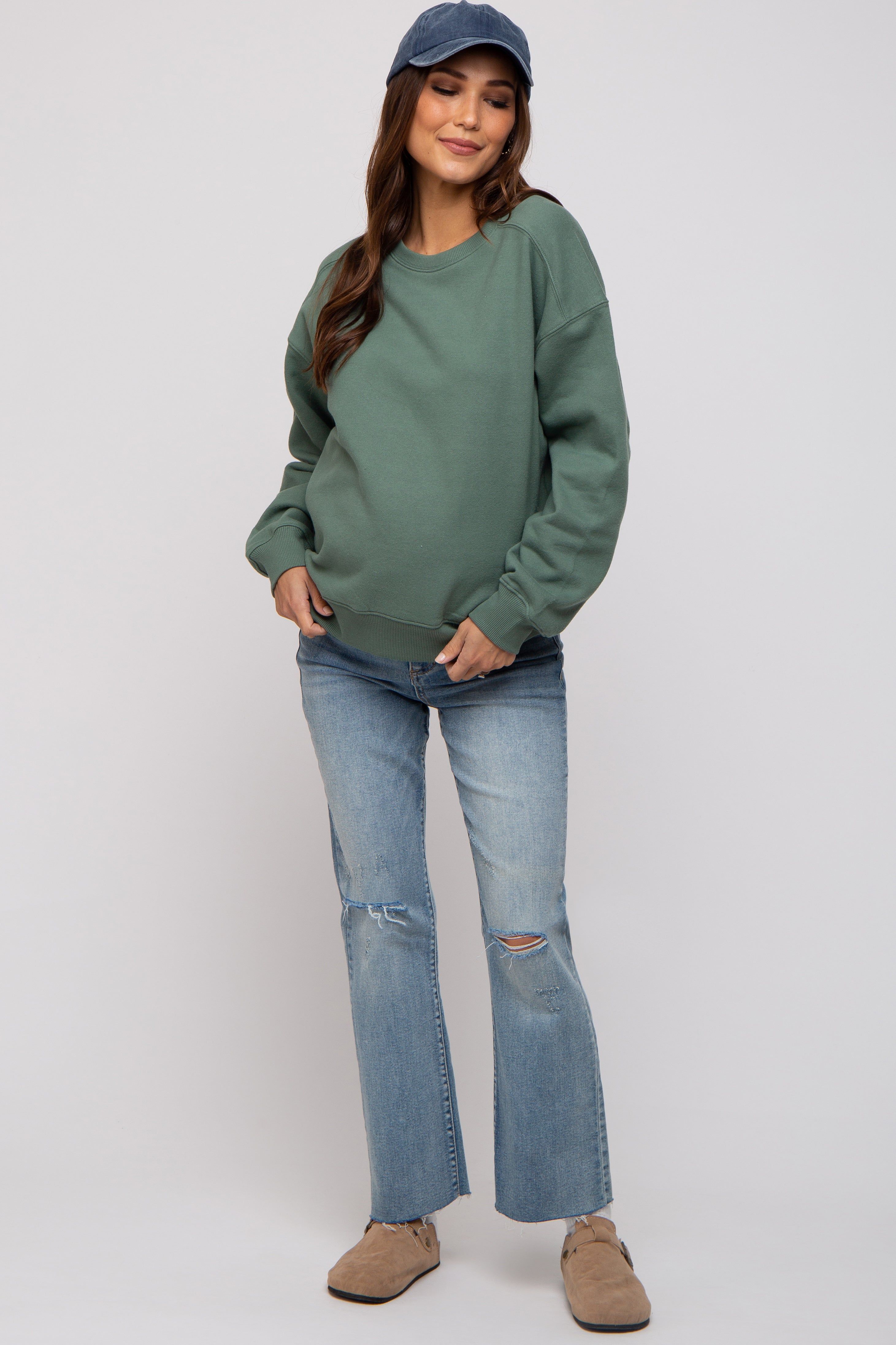 Mint Long Sleeve V-Neck Maternity Top sold by Pinkblush product image thumbnail 3