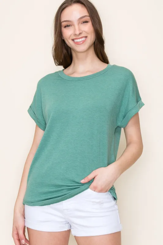 Green Short Sleeve Terry Top sold by Pinkblush