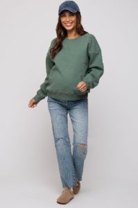 Mint Long Sleeve V-Neck Maternity Top sold by Pinkblush